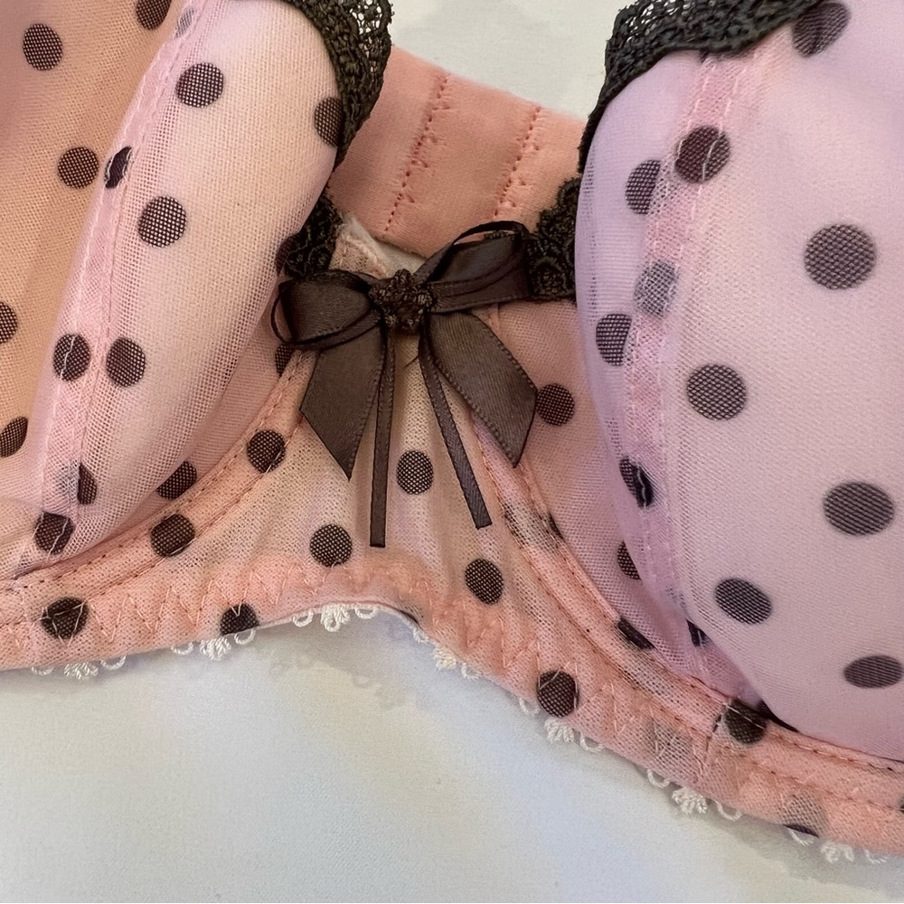 NEW NWT Freya Patsy Polka Dot Underwire Lined Half Cup Bra Ballet Pink Size 30D - Picture 5 of 14